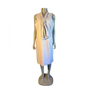 BANANA REPUBLIC Blue/White Stripe Tie Neck Dress